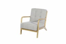 PRICE DROP! Linen-Upholstered Tufted Wooden Armchair - thumbnail 4