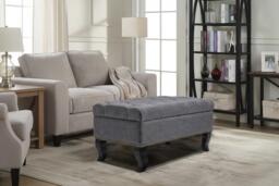 Stylish Upholstered Bench Footstool with Nailhead Trim and Tufted Buttons - thumbnail 3