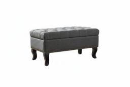 Stylish Upholstered Bench Footstool with Nailhead Trim and Tufted Buttons - thumbnail 1