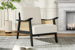 PRICE DROP! Teddy Fleece-Upholstered Accent Chair with Wooden Sides - thumbnail 2