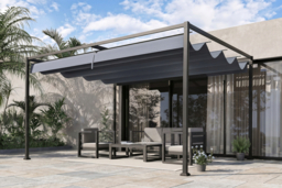 Metal Pergola with UV-Resistant and Retractable Canopy Roof - 2 Size & Colour Options - thumbnail 6
