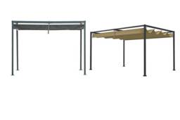 Metal Pergola with UV-Resistant and Retractable Canopy Roof - 2 Size & Colour Options - thumbnail 3