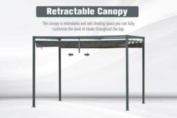 Metal Pergola with UV-Resistant and Retractable Canopy Roof - 2 Size & Colour Options - thumbnail 4