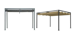 Metal Pergola with UV-Resistant and Retractable Canopy Roof - 2 Size & Colour Options - thumbnail 7