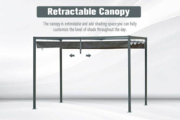 Metal Pergola with UV-Resistant and Retractable Canopy Roof - 2 Size & Colour Options - thumbnail 8