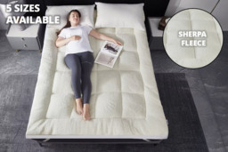 10cm All Seasons Reversible Mattress Topper - Sherpa & Microfibre, 5 Sizes - thumbnail 4