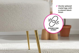 Curved Upholstered Accent Chair with Cream Teddy Fur & Gold Legs - thumbnail 8
