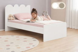 Flair Calista Ribbed Single Bed with Cloud Headboard - White or Taupe - thumbnail 2