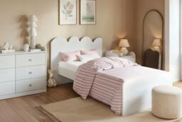 Flair Calista Ribbed Single Bed with Cloud Headboard - White or Taupe - thumbnail 4