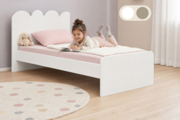 Flair Calista Ribbed Single Bed with Cloud Headboard - White or Taupe - thumbnail 6