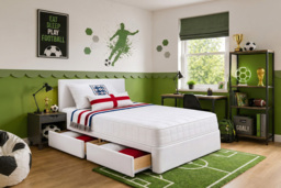 Kids World Cup 2026- Plush Divan Single Bed Set with Memory Sprung Mattress