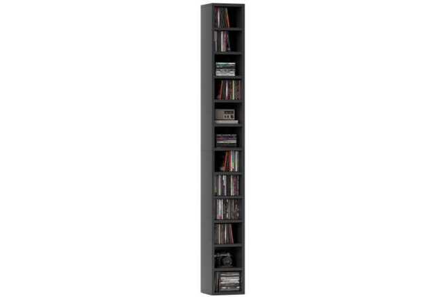 Tall Narrow Wooden CD/DVD Storage Tower - Slim Space-Saving Media Shelf, 204 Disc Capacity - image 1