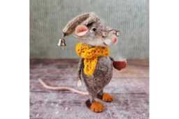 DIY Needle-Felted Christmas Mouse Ornament Kit - Handmade Festive Bauble Decoration, Lightweight, 5 Designs - thumbnail 3