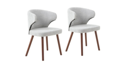 Set of 2 Chenille Upholstered Dining Chairs with Oak Legs - thumbnail 5