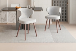Set of 2 Chenille Upholstered Dining Chairs with Oak Legs - thumbnail 2