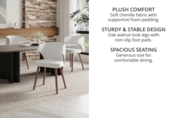 Set of 2 Chenille Upholstered Dining Chairs with Oak Legs - thumbnail 4