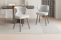 Set of 2 Chenille Upholstered Dining Chairs with Oak Legs - thumbnail 6