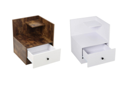 Wooden Nightstand with Drawer and Two Shelves - 2 Colours - thumbnail 3