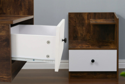 Wooden Nightstand with Drawer and Two Shelves - 2 Colours - thumbnail 4