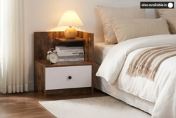 Wooden Nightstand with Drawer and Two Shelves - 2 Colours - thumbnail 6