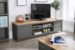 "180cm Avon Contemporary TV Stand - Storage, Sonoma Oak Top, 2 Colours, Fits Up to 70"" TVs" - thumbnail 4