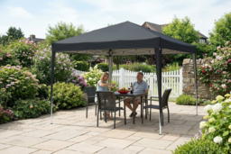 3x3m Heavy Duty Pop Up Gazebo Marquee Tent - Black, Weather-Resistant Steel Frame, Foldable, 6-9 Person Outdoor Shelter - thumbnail 5