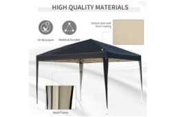 3x3m Heavy Duty Pop Up Gazebo Marquee Tent - Black, Weather-Resistant Steel Frame, Foldable, 6-9 Person Outdoor Shelter - thumbnail 4