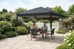 3x3m Heavy Duty Pop Up Gazebo Marquee Tent - Black, Weather-Resistant Steel Frame, Foldable, 6-9 Person Outdoor Shelter - thumbnail 1