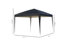 3x3m Heavy Duty Pop Up Gazebo Marquee Tent - Black, Weather-Resistant Steel Frame, Foldable, 6-9 Person Outdoor Shelter - thumbnail 7