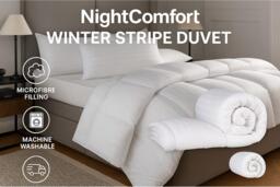 NightComfort Hotel Quality Hypoallergenic Winter Duvet - Stripe, Satin Feel, Machine Washable, 10.5-16.5 Tog, All Sizes - thumbnail 2