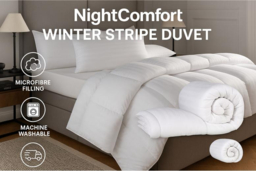 NightComfort Hotel Quality Hypoallergenic Winter Duvet - Stripe, Satin Feel, Machine Washable, 10.5-16.5 Tog, All Sizes - thumbnail 6
