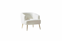 Cloud-Soft White Teddy Fabric Armchair with Gold Metal Legs, Modern Style - thumbnail 5