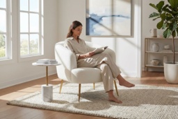 Cloud-Soft White Teddy Fabric Armchair with Gold Metal Legs, Modern Style - thumbnail 2