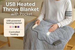 USB Heated Electric Velvet Blanket - Energy Saving, Machine Washable, 2 Sizes, 4 Colours - thumbnail 2