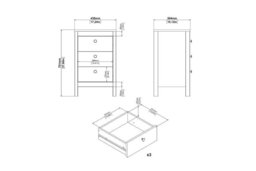 3 Drawer Black Oak Bedside Table - Contemporary Bedroom Storage Nightstand, Compact Modern Furniture - thumbnail 7