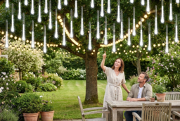 Solar LED Meteor Shower Lights - Blue, Weatherproof Outdoor String, Solar Powered - thumbnail 6