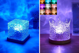 Portable LED Ocean Wave Sensory Lamp - 16-Colour Mood Light with Remote, USB Rechargeable, Crown or Square Style - thumbnail 4