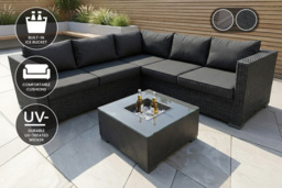 Modern Rattan 5 Seat Garden Corner Sofa Set with Ice Bucket Table - thumbnail 2