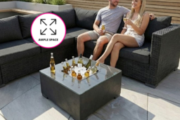Modern Rattan 5 Seat Garden Corner Sofa Set with Ice Bucket Table - thumbnail 8