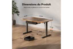 EcoFurnix Contemporary Walnut Electric Sit-Stand Desk - Height Adjustable, Alloy Steel, 120x80cm, Storage Drawers