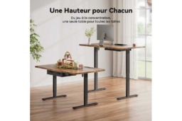 EcoFurnix Contemporary Walnut Electric Sit-Stand Desk - Height Adjustable, Alloy Steel, 120x80cm, Storage Drawers - thumbnail 8