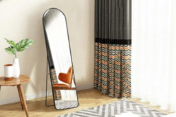 Sleek Modern Arched Black Metal Floor Mirror with Full-Length Design - thumbnail 7