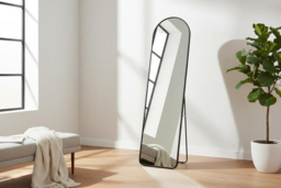 Sleek Modern Arched Black Metal Floor Mirror with Full-Length Design - thumbnail 6