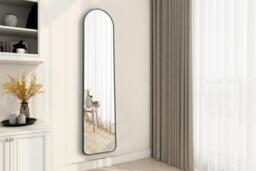 Sleek Modern Arched Black Metal Floor Mirror with Full-Length Design - thumbnail 4