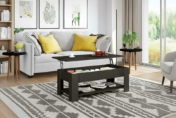 PRICE DROP! Ravendale High Gloss Lift-Top Storage Coffee Table - Modern Storage Coffee Table for Contemporary Living Rooms - thumbnail 2