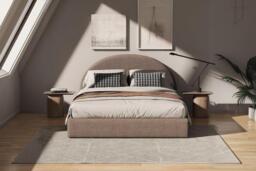 EARLY BIRD! Boucle Teddy Fleece Bed Frame & Base with Curved Headboard - Double or King - thumbnail 4