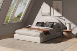 EARLY BIRD! Boucle Teddy Fleece Bed Frame & Base with Curved Headboard - Double or King - thumbnail 5