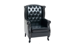 Chesterfield Style Black PU Leather Wingback Armchair - Traditional Sofa Accent, 1-Seater - thumbnail 3