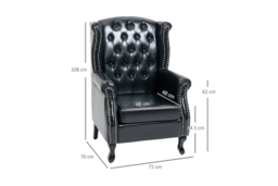 Chesterfield Style Black PU Leather Wingback Armchair - Traditional Sofa Accent, 1-Seater - thumbnail 8