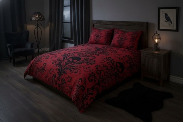Floral Skull Duvet Cover Set - Soft Synthetic Fibre, Machine Washable, 4 Sizes, 6 Colours - image 1